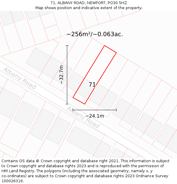 71, ALBANY ROAD, NEWPORT, PO30 5HZ: Plot and title map