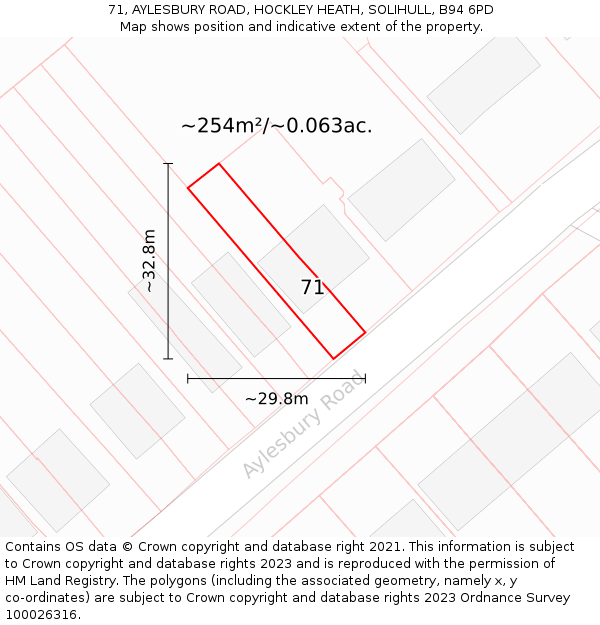 71, AYLESBURY ROAD, HOCKLEY HEATH, SOLIHULL, B94 6PD: Plot and title map