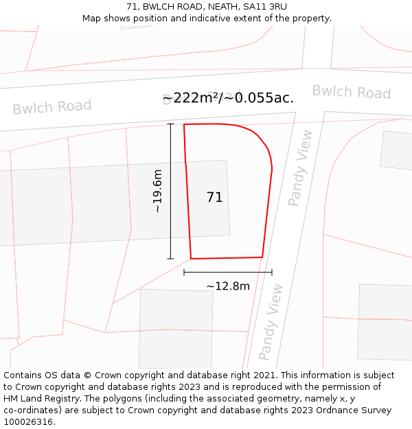 71, BWLCH ROAD, NEATH, SA11 3RU: Plot and title map