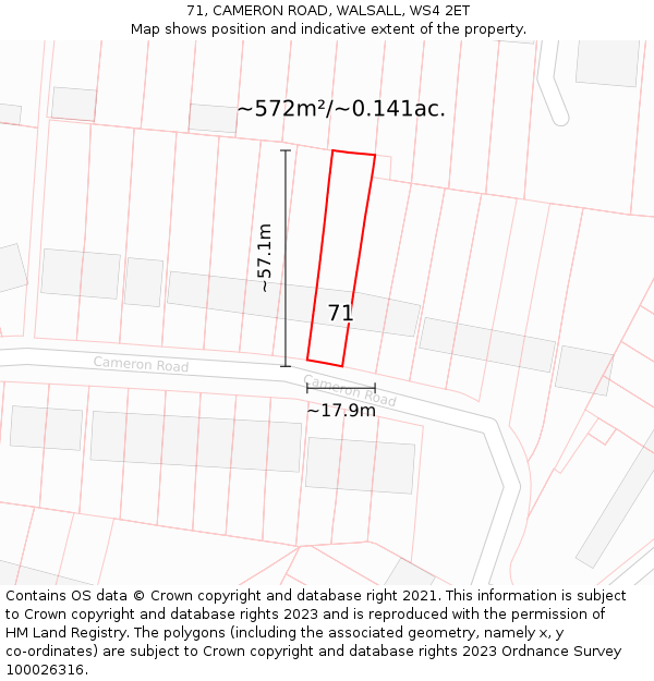 71, CAMERON ROAD, WALSALL, WS4 2ET: Plot and title map