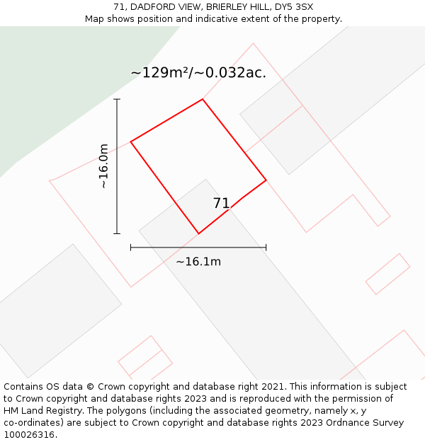 71, DADFORD VIEW, BRIERLEY HILL, DY5 3SX: Plot and title map