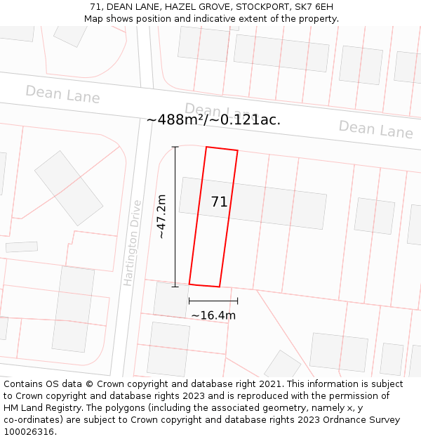 71, DEAN LANE, HAZEL GROVE, STOCKPORT, SK7 6EH: Plot and title map