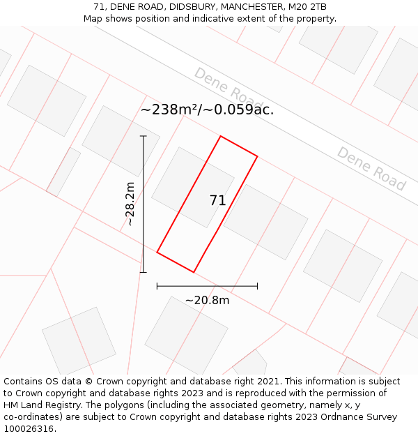 71, DENE ROAD, DIDSBURY, MANCHESTER, M20 2TB: Plot and title map