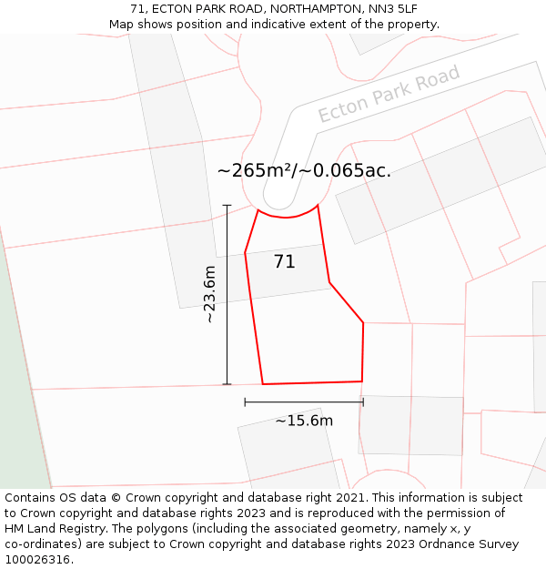 71, ECTON PARK ROAD, NORTHAMPTON, NN3 5LF: Plot and title map