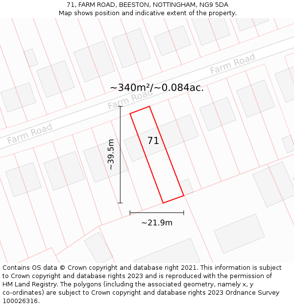 71, FARM ROAD, BEESTON, NOTTINGHAM, NG9 5DA: Plot and title map