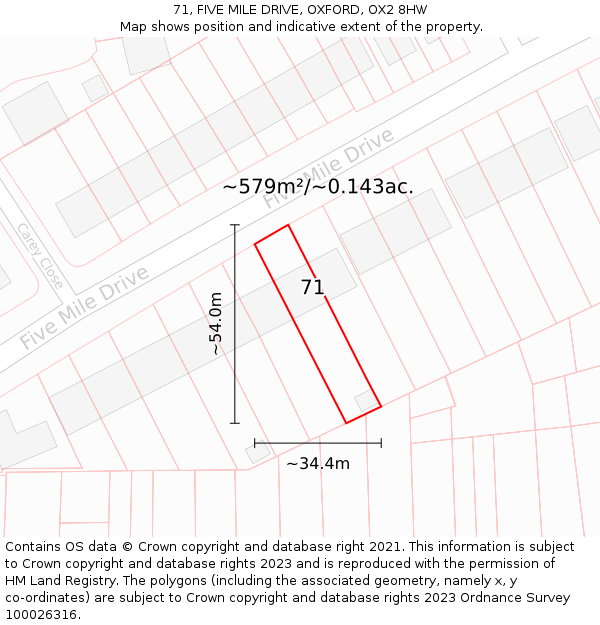 71, FIVE MILE DRIVE, OXFORD, OX2 8HW: Plot and title map