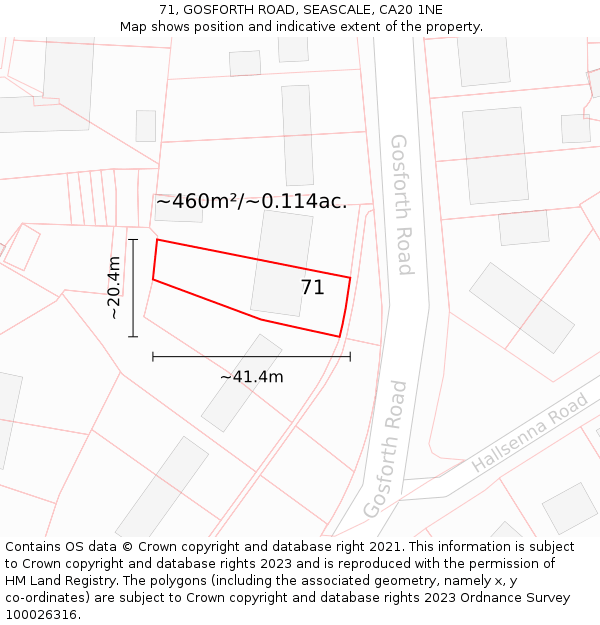 71, GOSFORTH ROAD, SEASCALE, CA20 1NE: Plot and title map