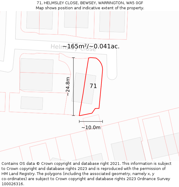 71, HELMSLEY CLOSE, BEWSEY, WARRINGTON, WA5 0GF: Plot and title map