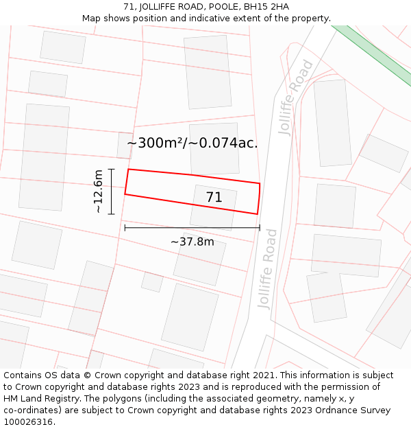 71, JOLLIFFE ROAD, POOLE, BH15 2HA: Plot and title map