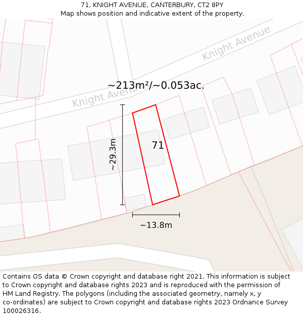 71, KNIGHT AVENUE, CANTERBURY, CT2 8PY: Plot and title map