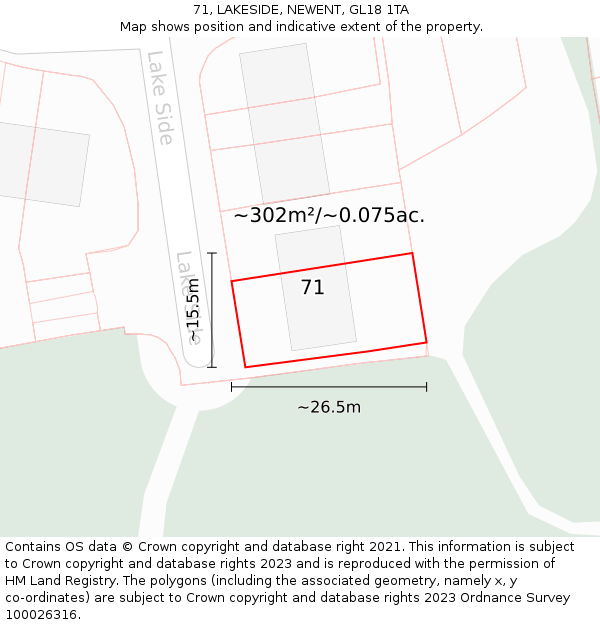 71, LAKESIDE, NEWENT, GL18 1TA: Plot and title map