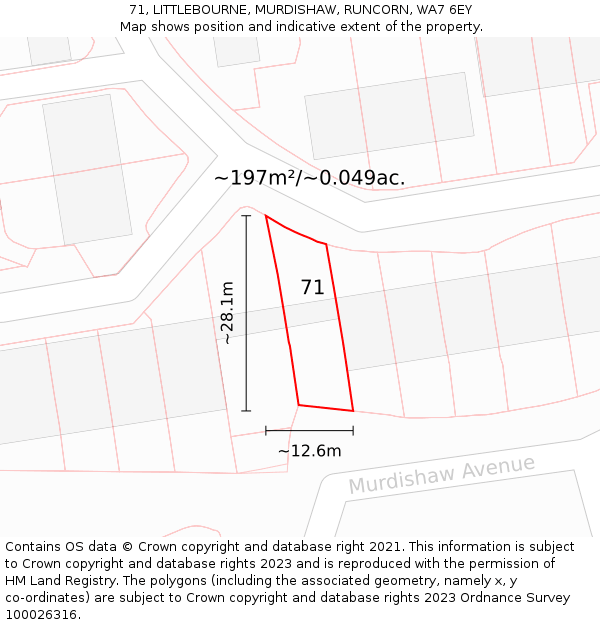 71, LITTLEBOURNE, MURDISHAW, RUNCORN, WA7 6EY: Plot and title map