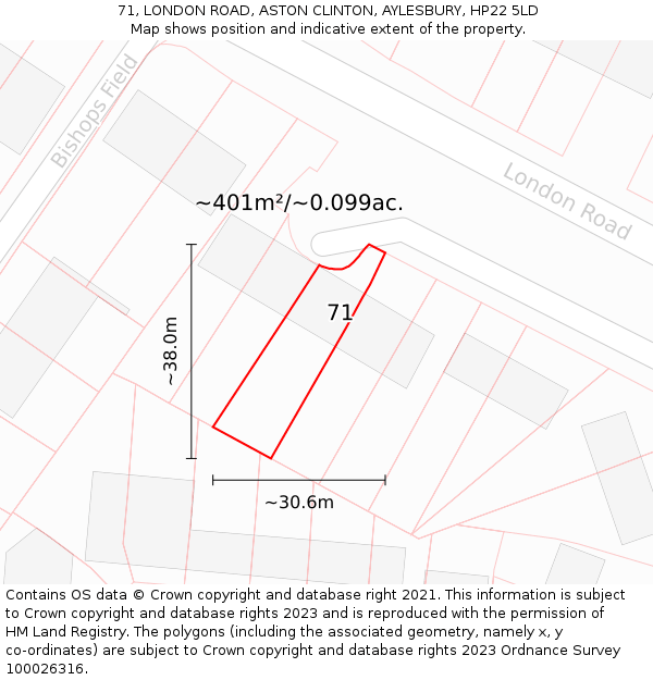 71, LONDON ROAD, ASTON CLINTON, AYLESBURY, HP22 5LD: Plot and title map