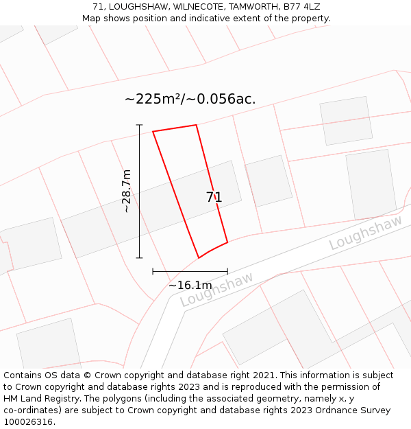 71, LOUGHSHAW, WILNECOTE, TAMWORTH, B77 4LZ: Plot and title map