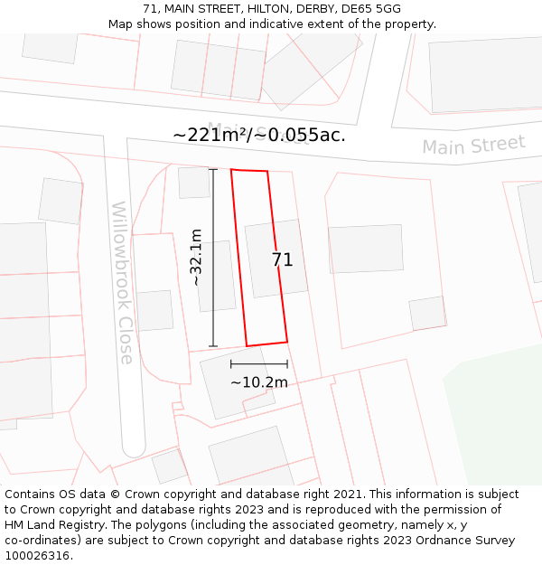 71, MAIN STREET, HILTON, DERBY, DE65 5GG: Plot and title map