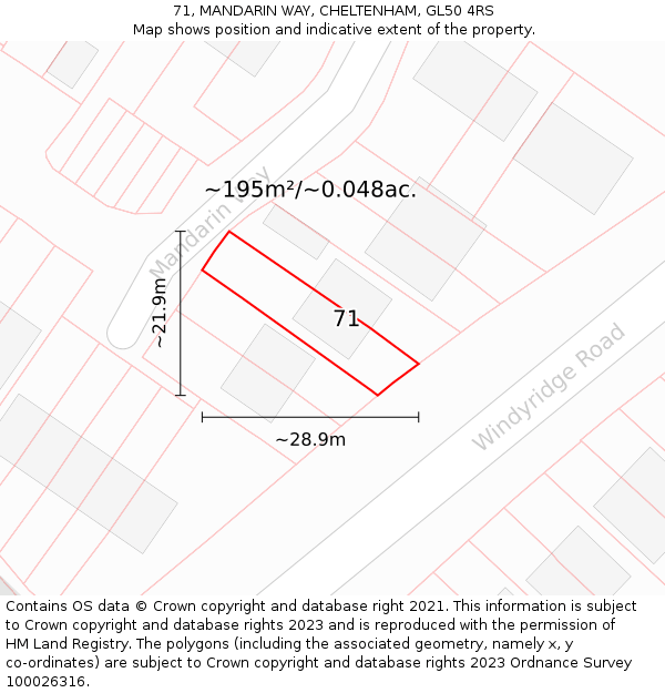 71, MANDARIN WAY, CHELTENHAM, GL50 4RS: Plot and title map