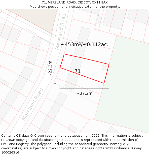 71, MERELAND ROAD, DIDCOT, OX11 8AX: Plot and title map