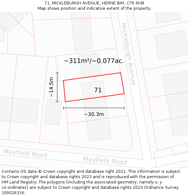 71, MICKLEBURGH AVENUE, HERNE BAY, CT6 6HB: Plot and title map