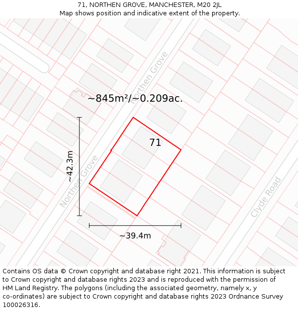 71, NORTHEN GROVE, MANCHESTER, M20 2JL: Plot and title map