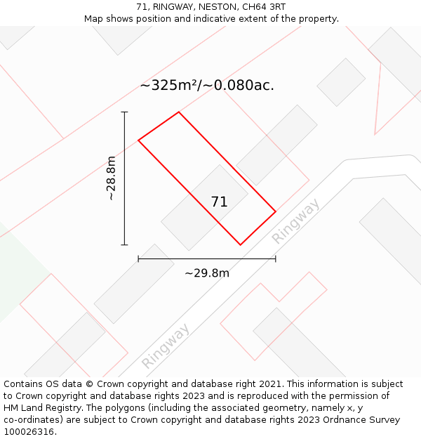 71, RINGWAY, NESTON, CH64 3RT: Plot and title map