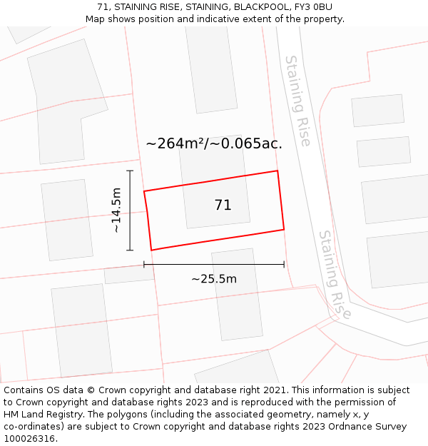 71, STAINING RISE, STAINING, BLACKPOOL, FY3 0BU: Plot and title map