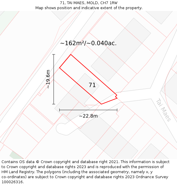 71, TAI MAES, MOLD, CH7 1RW: Plot and title map