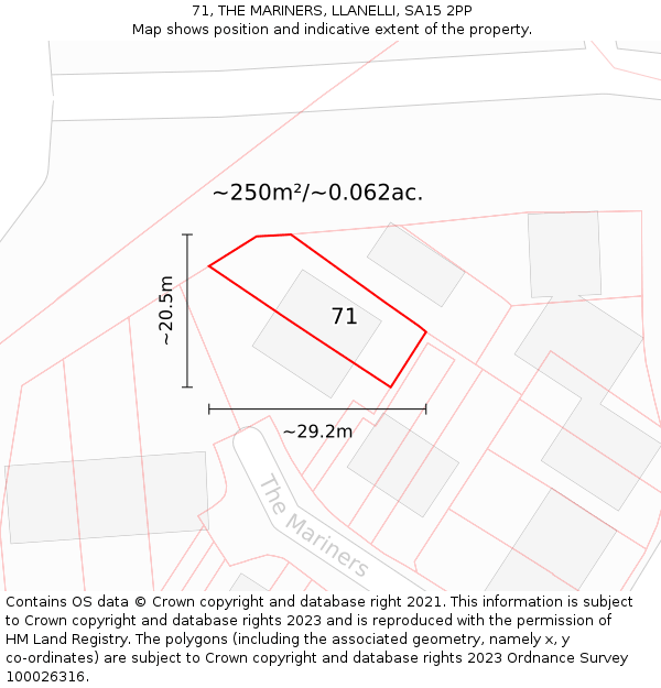 71, THE MARINERS, LLANELLI, SA15 2PP: Plot and title map