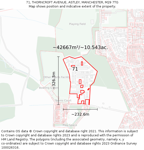 71, THORNCROFT AVENUE, ASTLEY, MANCHESTER, M29 7TG: Plot and title map