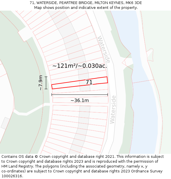 71, WATERSIDE, PEARTREE BRIDGE, MILTON KEYNES, MK6 3DE: Plot and title map