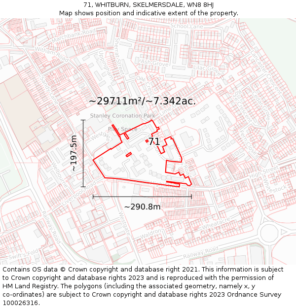 71, WHITBURN, SKELMERSDALE, WN8 8HJ: Plot and title map