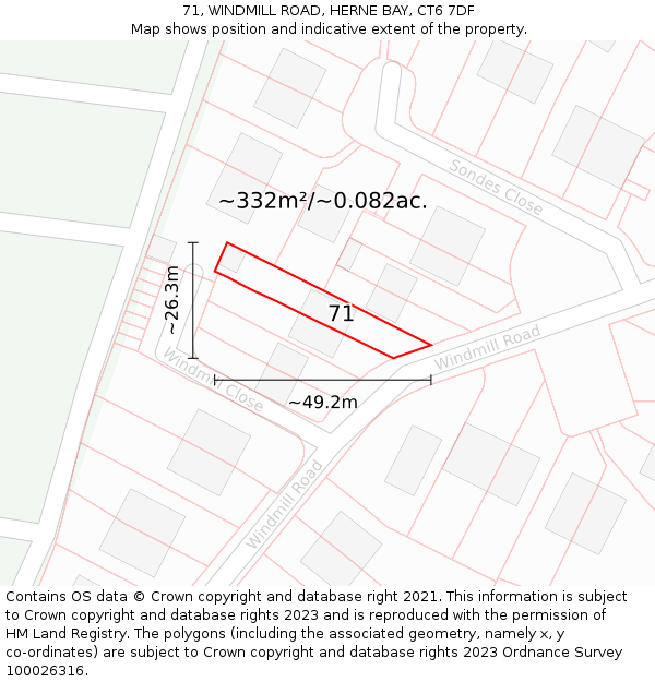 71, WINDMILL ROAD, HERNE BAY, CT6 7DF: Plot and title map