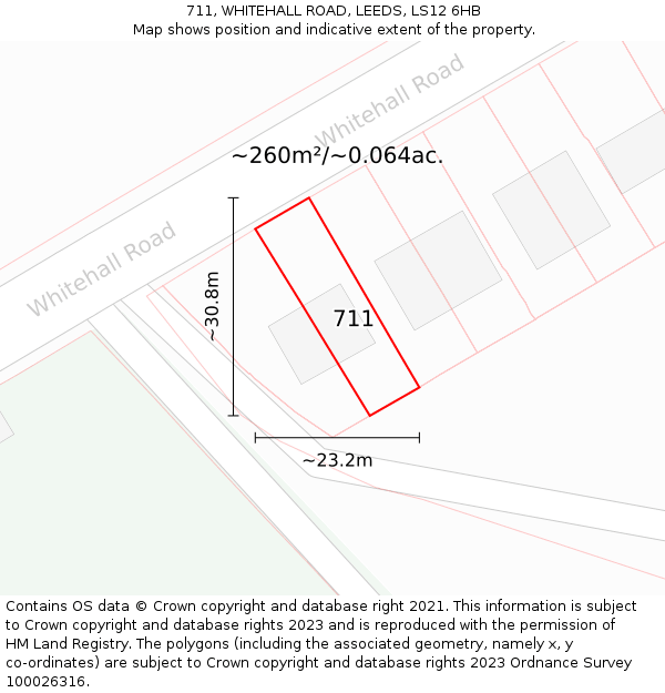 711, WHITEHALL ROAD, LEEDS, LS12 6HB: Plot and title map