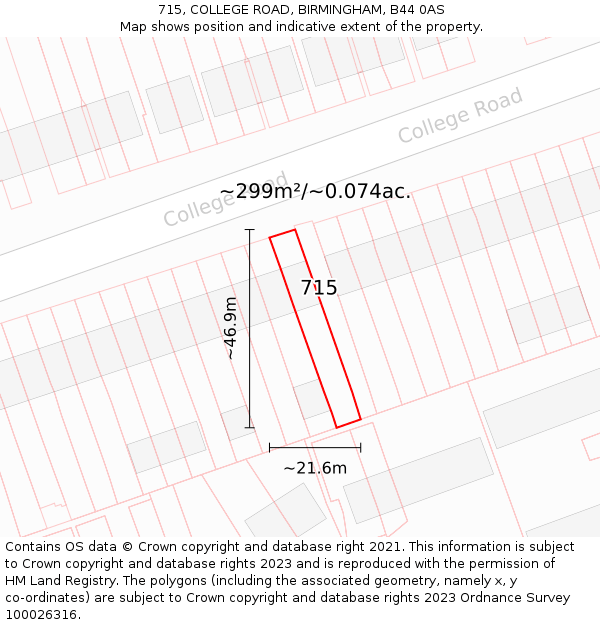 715, COLLEGE ROAD, BIRMINGHAM, B44 0AS: Plot and title map