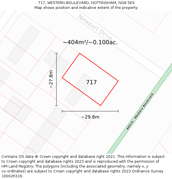 717, WESTERN BOULEVARD, NOTTINGHAM, NG8 5ES: Plot and title map