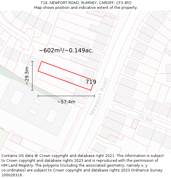 719, NEWPORT ROAD, RUMNEY, CARDIFF, CF3 4FD: Plot and title map