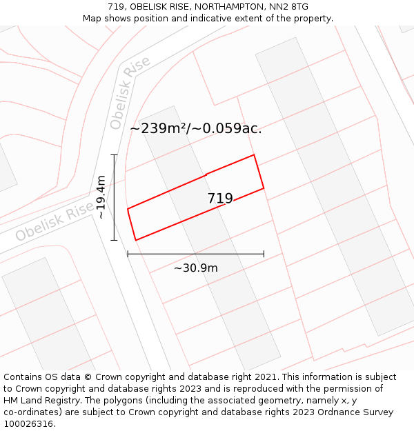 719, OBELISK RISE, NORTHAMPTON, NN2 8TG: Plot and title map