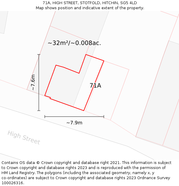 71A, HIGH STREET, STOTFOLD, HITCHIN, SG5 4LD: Plot and title map