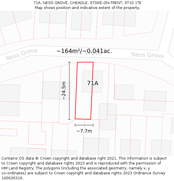 71A, NESS GROVE, CHEADLE, STOKE-ON-TRENT, ST10 1TE: Plot and title map