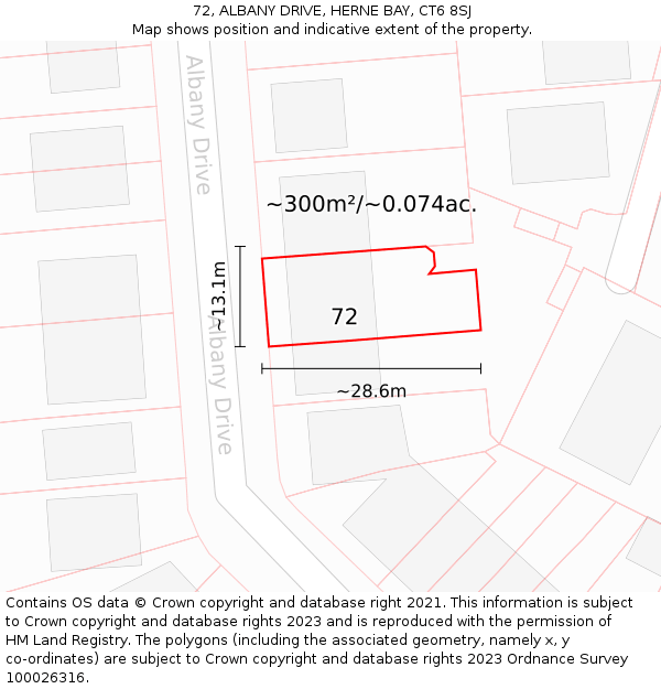 72, ALBANY DRIVE, HERNE BAY, CT6 8SJ: Plot and title map