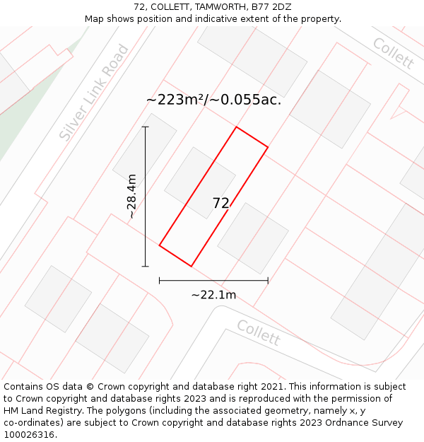 72, COLLETT, TAMWORTH, B77 2DZ: Plot and title map