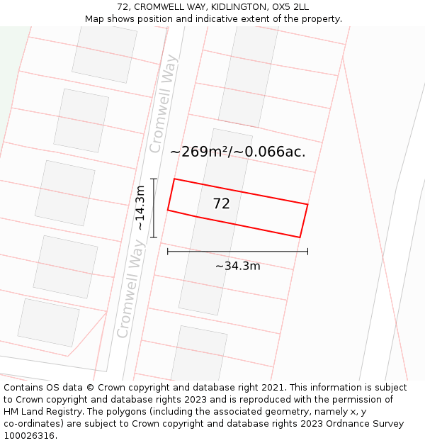 72, CROMWELL WAY, KIDLINGTON, OX5 2LL: Plot and title map