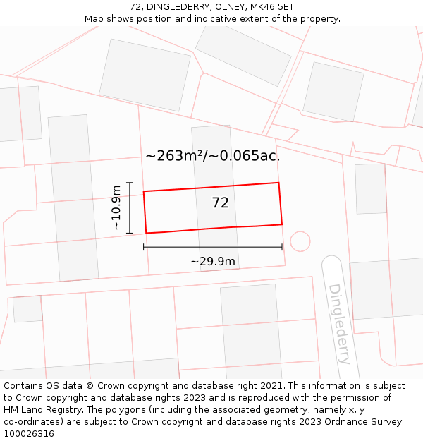 72, DINGLEDERRY, OLNEY, MK46 5ET: Plot and title map