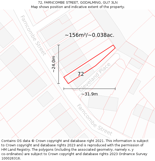 72, FARNCOMBE STREET, GODALMING, GU7 3LN: Plot and title map