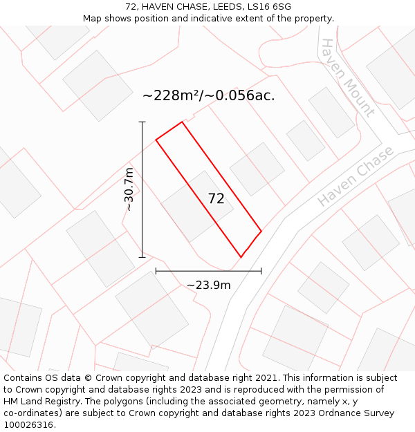 72, HAVEN CHASE, LEEDS, LS16 6SG: Plot and title map