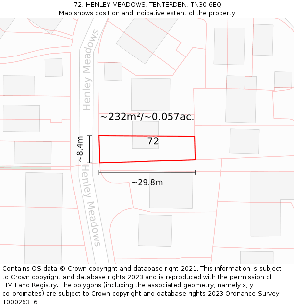 72, HENLEY MEADOWS, TENTERDEN, TN30 6EQ: Plot and title map