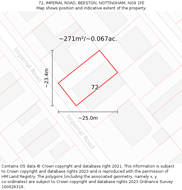 72, IMPERIAL ROAD, BEESTON, NOTTINGHAM, NG9 1FE: Plot and title map