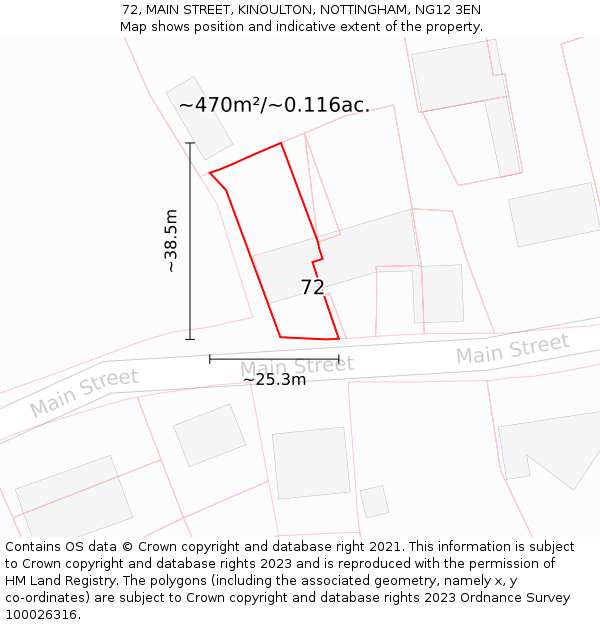 72, MAIN STREET, KINOULTON, NOTTINGHAM, NG12 3EN: Plot and title map