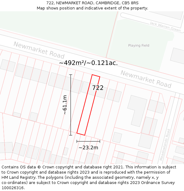 722, NEWMARKET ROAD, CAMBRIDGE, CB5 8RS: Plot and title map