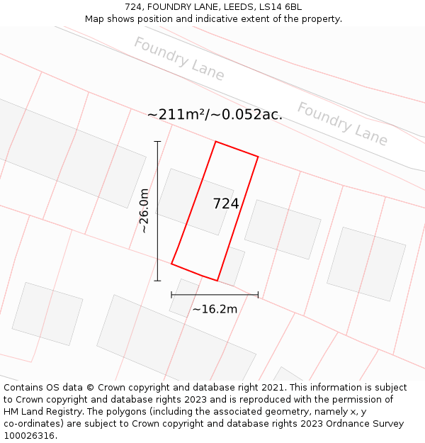 724, FOUNDRY LANE, LEEDS, LS14 6BL: Plot and title map