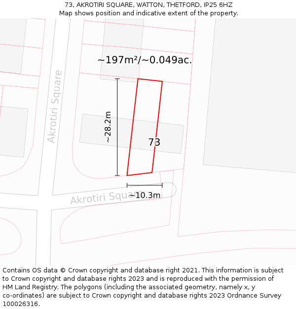 73, AKROTIRI SQUARE, WATTON, THETFORD, IP25 6HZ: Plot and title map